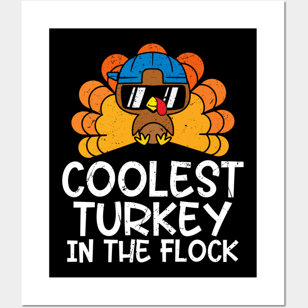 Coolest Turkey In The Flock Boys Thanksgiving Kids Wall Art by MetalHoneyDesigns